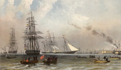 皇家游艇抵达格雷夫森德附近海域，1863 年 3 月 7 日（彩色照片） 作者 罗伯特·杜德利
