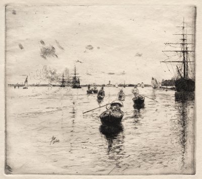 带汽船和吊船的泻湖，1885年。 作者 罗伯特·弗雷德里克·布鲁姆