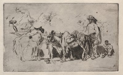 《人与驴》，罗马，1880年。 作者 罗伯特·弗雷德里克·布鲁姆