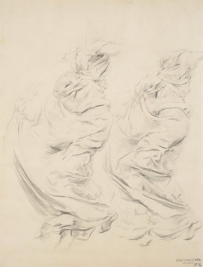 可能为Moods to Music壁画的帷幔素描，1893-95（浅黄色纸上的石墨和黄色铅笔） 作者 罗伯特·弗雷德里克·布鲁姆