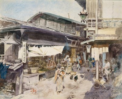 街道场面在Ikao，日本。 作者 罗伯特·弗雷德里克·布鲁姆