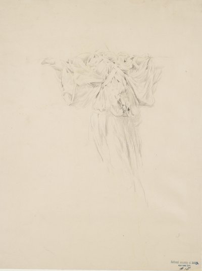 音乐壁画的帷幔研究，1893-95（石墨用黄色铅笔在浅黄色的纸上） 作者 罗伯特·弗雷德里克·布鲁姆