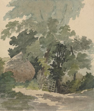 A Country Lane with Haystack and Gate 作者 罗伯特·希尔斯