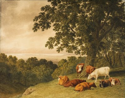 景观与牛，1819年 作者 Robert Hills