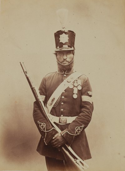 色彩中士约翰保罗，皇家工兵和矿工，1856年（棕褐色照片） 作者 罗伯特·霍利特