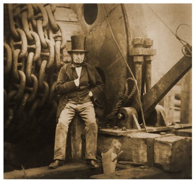 Isambard Kingdom Brunel由SS Great Eastern的发射链，1857年 作者 罗伯特·霍利特