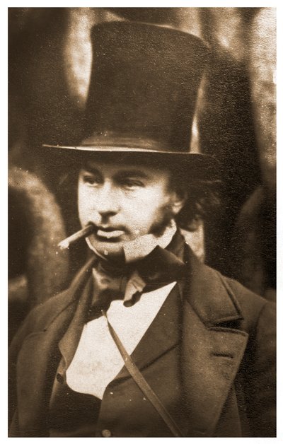 Isambard Kingdom Brunel的肖像由SS Great Eastern的发射链，1857年 作者 罗伯特·霍利特