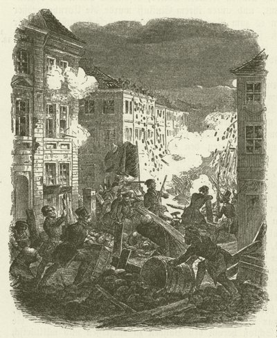 1848年3月18日至19日晚，在柏林科隆市政厅外的街垒上战斗 作者 罗伯特·克雷奇默