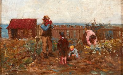 在菜地里工作（板上油画） 作者 罗伯特·麦格雷戈
