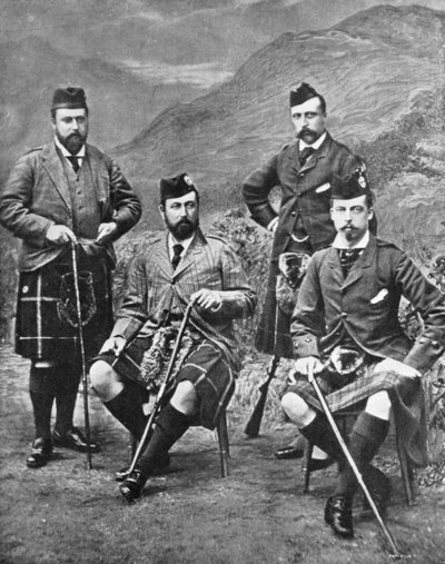 1881年，维多利亚女王（Queen Victorias）在阿伯吉利（Abergeldie）的四个儿子。 作者 罗伯特·米尔恩