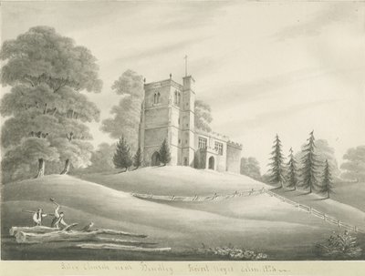 Arley教堂：棕褐色绘画，1824年 作者 罗伯特·诺伊斯