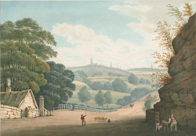 沃尔夫汉普顿（Wolverhampton）-Tettenhall的远景：水彩画，1837年 作者 罗伯特·诺伊斯