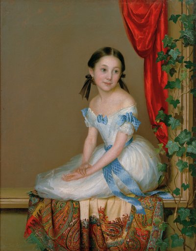 戴羊绒围巾的女孩 阿巴梅列克-拉扎列娃公主的肖像，1839年后 作者 罗伯特·斯威德