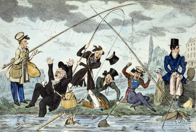 Waltonising 或绿地渔夫，约 1830 年（彩色雕刻） 作者 罗伯特·西摩