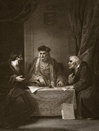 亨利七世与Empson和Dudley一起，由Worthington雕刻，David Hume的“英国历史”的插图，酒吧。作者：R. Bowyer，伦敦，1812年 作者 罗伯特·斯默克