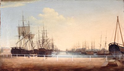 赫尔河畔金斯顿新码头西景（布面油画） 作者 罗伯特·休