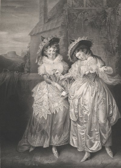 福特夫人和佩奇夫人莎士比亚，《温莎的快乐妻子》，第二幕，第一场，1793年。 作者 Robert Thew