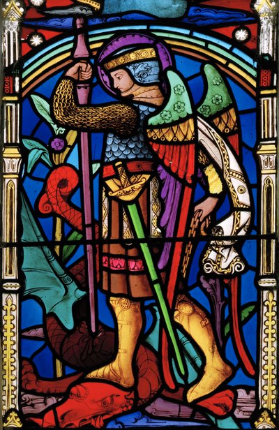 最后的审判，细节，圣迈克尔，1863年（彩色玻璃） 作者 罗伯特·特尼尔·拜恩