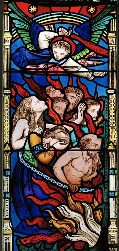 最后的审判，细节，叶诅咒，1863年（彩色玻璃） 作者 罗伯特·特尼尔·拜恩