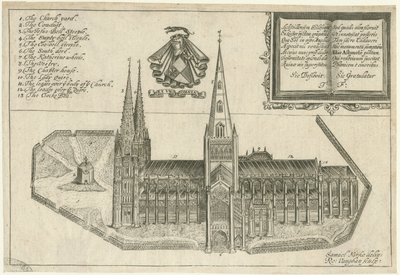 利奇菲尔德大教堂（Lichfield Cathedral）-南视图：铜版画，nd [17th cent] 作者 罗伯特·沃恩