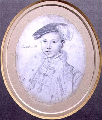 爱德华六世(1537-53)的肖像 1683年(牛皮纸上的铅笔画) 作者 罗伯特·怀特
