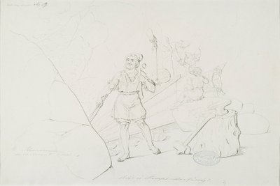 Ilmarinen takoo sampoa ; Originaalipiirustus piirrossarjaan "Kalewala，芬兰民族诗歌，以 R.W.Ekman 的图画呈现" 作者 罗伯特·威廉·埃克曼