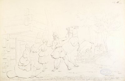 Lemminkäinen 和 Hiiden Hirvi；"Kalewala, Finsk National-dikt, framställd i teckningar af R.W.Ekman" 系列原画 作者 罗伯特·威廉·埃克曼
