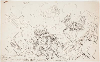 韦伊纳莫宁的射击》，卡勒瓦拉主题绘画系列草图 作者 罗伯特·威廉·埃克曼