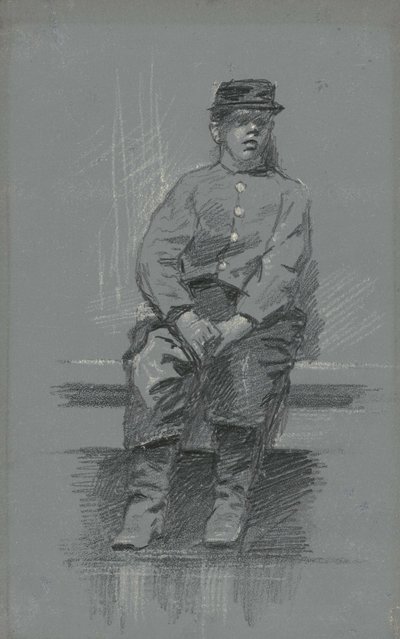 Cadet，c.1895（灰色片剂上的石墨） 作者 罗伯特·威廉·冯诺