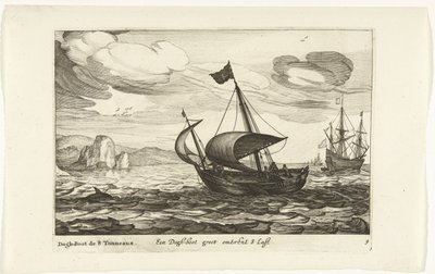 狗船
约 8 吨重的大型狗船/Dogh-Boot de 8 Tonneaux（物上标题）
荷兰船型，1627 年（系列标题）
Diverse Navires Don ton se sert dans les Provinces Unies / Icones Variarum Navium Hollandicarum quarum usus maxi 作者 罗伯特·德·鲍杜斯（可能）