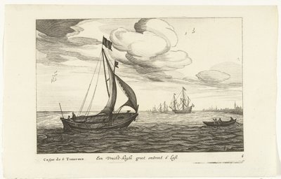 烛台
Een Vracht-kaghe groot omtrent 6 Last / Cague de 6 Tonneaux（物上标题）
荷兰船型，1627 年（系列标题）
Diverse Navires Don ton se sert dans les Provinces Unies / Icones Variarum Navium Hollandicarum quarum usus maximè in a 作者 罗伯特·德·鲍杜斯（可能）