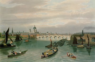 Blackfriars Bridge和St. Paul&39;s，酒吧的视图。 1820年Colnaghi und Co. 作者 老罗伯特·哈维尔和小罗伯特·哈维尔