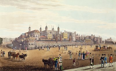 伦敦塔和薄荷，酒吧的看法。作者：Colnaghi und Co，1821年（彩色水族） 作者 老罗伯特·哈维尔和小罗伯特·哈维尔
