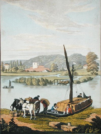 克里夫顿春天，来自《自然》，或《大自然对泰晤士河的无尽描述》，约1825年（手绘水印）。 作者 罗伯特·哈弗尔