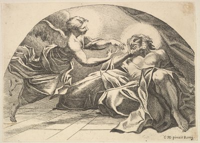 天使在监狱里向彼得显现，1680-1743。 作者 罗伯特·范·奥德纳德