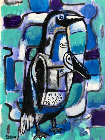 冰冻企鹅，约 2020 年（丙烯酸纸张） 作者 