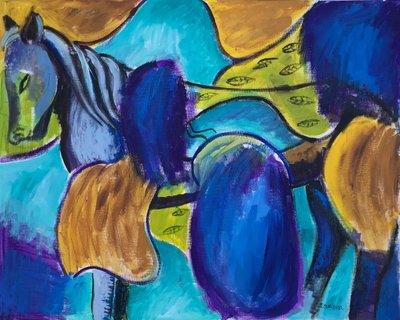 大自然中的马，约 2022 年 作者 