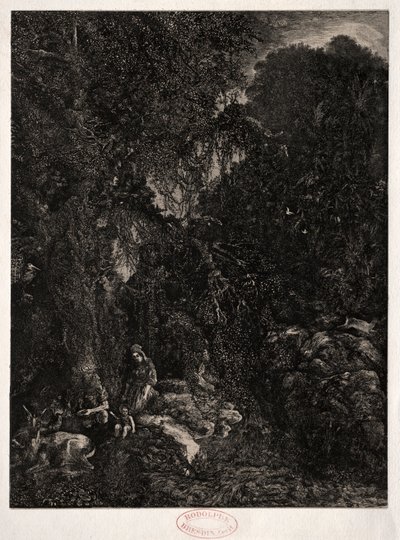 神圣家族与鹿，1871年。 作者 罗道夫·布雷斯丁