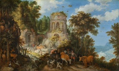 描绘逃往埃及的风景，1624年。 作者 罗兰德·萨维里