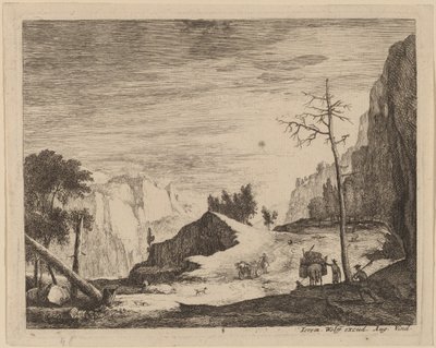 有小车的山景：pl.8 作者 Roelant Roghman 和 Melchior Küsel