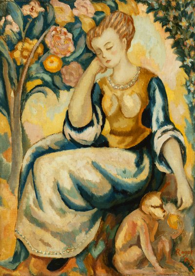 带猴子的女士，约1917年 作者 罗杰·艾略特·弗莱