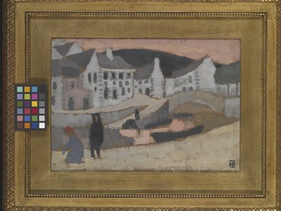 运河，布列塔尼景观（安装在梅索尼特上的压缩纤维板上的油画） 作者 罗杰·德·拉弗雷斯奈