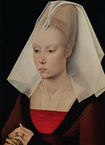 一位女士的画像，约1450-60年（橡木板上的油） 作者 罗吉尔·范·德（Rogier van der）