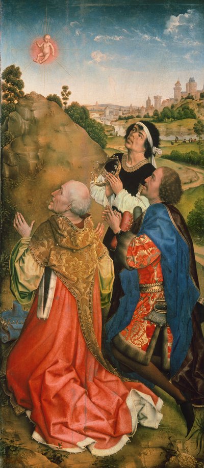 罗吉尔·范德韦登 (Rogier van der Weyden, 1399-1464) 创作的 Bladelin 祭坛画，细节 作者 罗吉尔·范·德·韦登