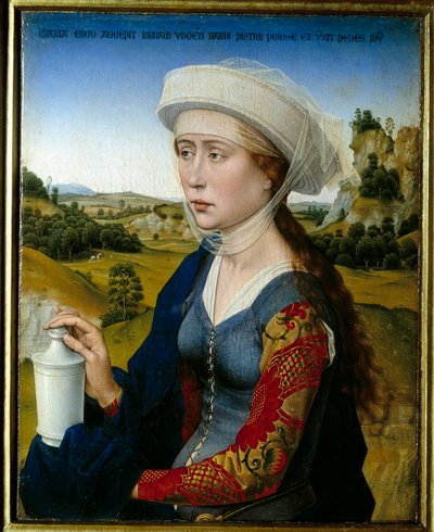 布拉克家族的三联画：“《圣玛丽玛德琳的代表》”右侧面板，罗吉尔 (Roger) Van der Weyden (1399/1400-1464) 15 世纪 作者 罗吉尔·范·德·韦登