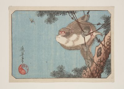 猴子和黄蜂（彩色木刻版画 作者 六北六北
