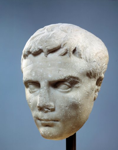 Art of Ancient Rome: Face of Augustus (Octavian or Octavian, 63 BC-14 AD. The first Roman emperor. Sculpture found in Cos, between 27 and 20 BC). Paris, Musee Du Louvre 作者 小说