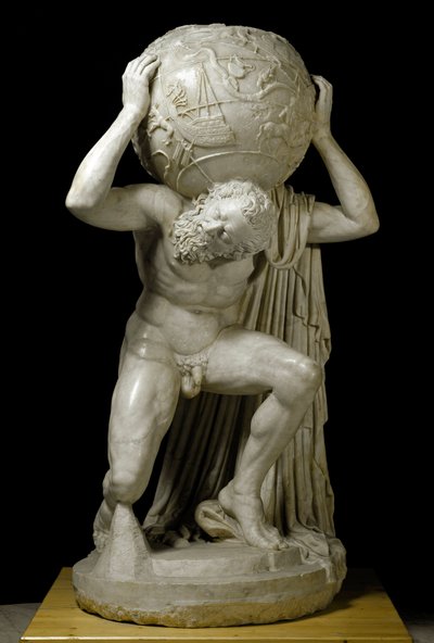 阿特拉斯·法尔内塞（Atlas Farnese） 带有象征那个时期天文知识的天球的阿特拉斯。 希腊原作后的罗马大理石雕塑。 2世纪。 暗淡。 191 厘米国家考古博物馆，那不勒斯 作者 小说