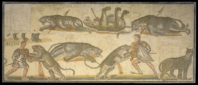 Gladiators和Wildcats之间的战斗，公元320年（马赛克） 作者 小说