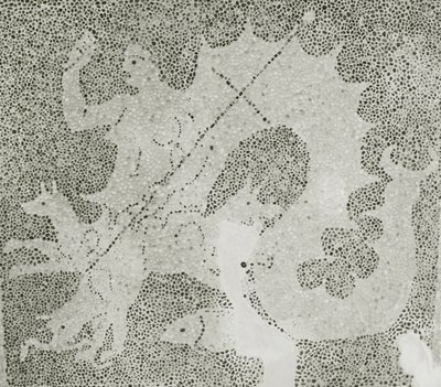 Scylla和Charybdis的希腊化的小卵石马赛克守卫海峡，Scylla细节。 House of Dionysos，帕福斯，塞浦路斯马赛克 作者 小说
